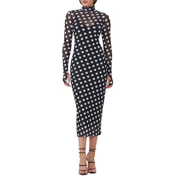 AFRM Womens Polka Dot Mesh Midi Dress