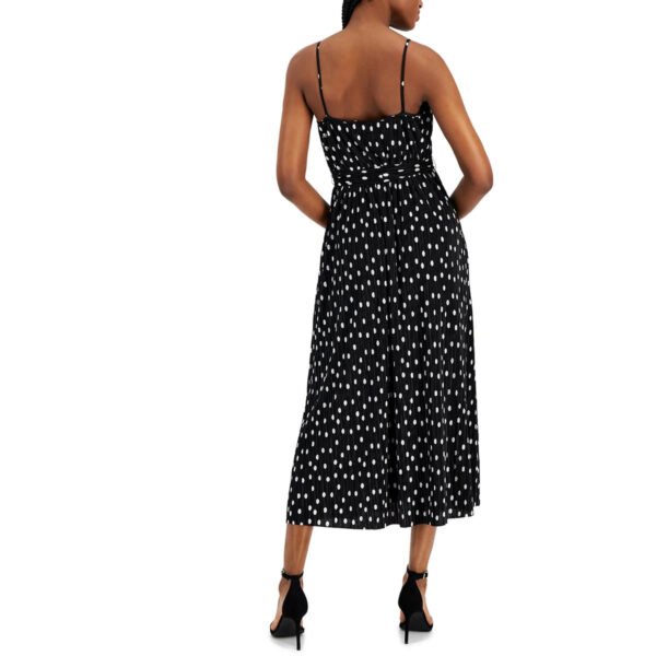 Anne Klein Womens Polka Dot Pleated Midi Dress - Image 2