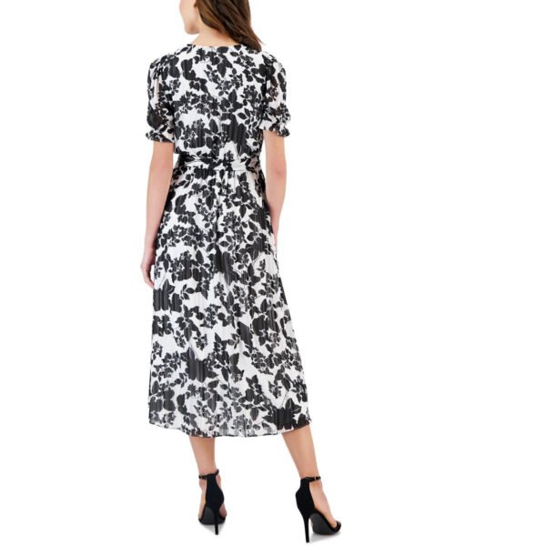 Anne Klein Womens Floral Print V-Neck Midi Dress - Image 2