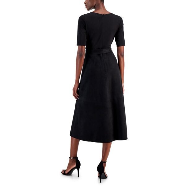 Anne Klein Womens Faux Suede Mid Calf Midi Dress - Image 3