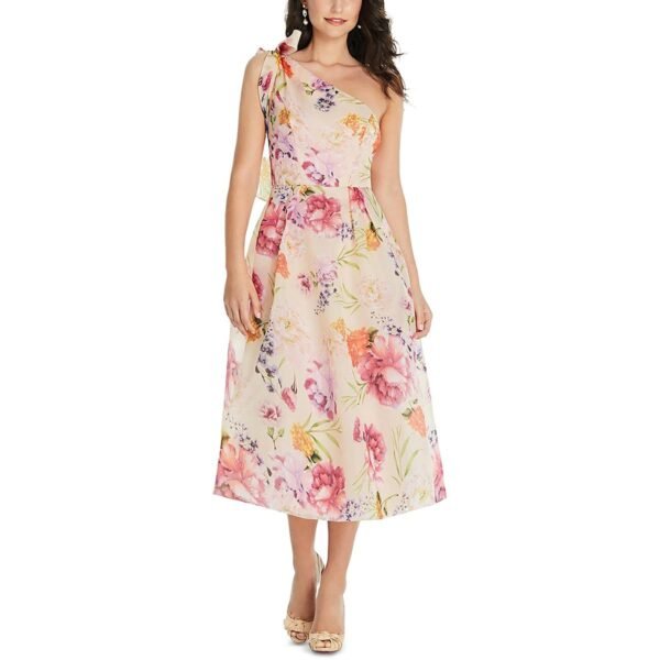 Alfred Sung Womens Floral Print  Midi Dress